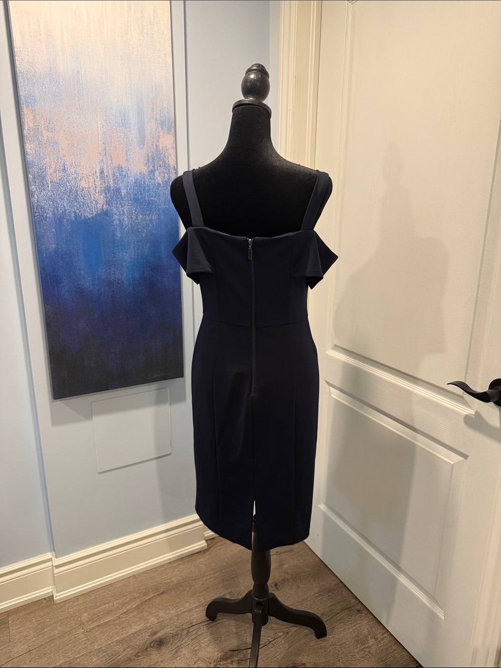 le chateau Navy Off-Shoulder Midi Sheath Dress - Picture 2 of 6